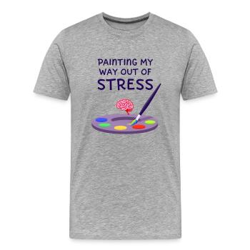 Peindre pour sortir du stress - T-shirt bio Premium Homme - gris chiné - Devant - Damien (186cm)