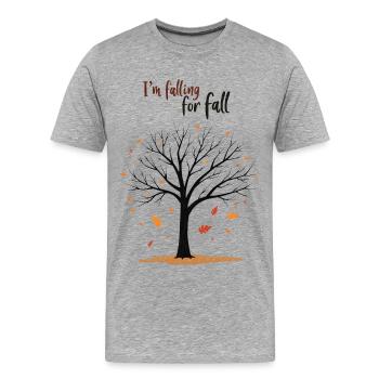 Kahler Baum „Herbstverliebt“ Humor - Männer Premium Bio T-Shirt - Grau meliert - Vorne - Damien (186cm)