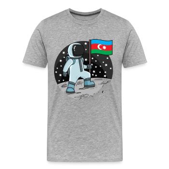 Astronaut Fahne Aserbaidschan - Männer Premium Bio T-Shirt - Grau meliert - Vorne - Damien (186cm)
