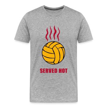 Served Hot - Men's Premium Organic T-Shirt - heather grey - Front - Damien (186cm)