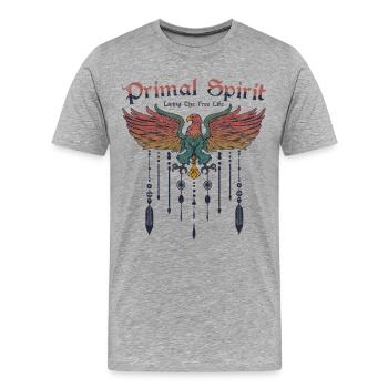 Primal Spirit Boho Eagle Bird Bohemian Freedom - Men's Premium Organic T-Shirt - heather grey - Front - Damien (186cm)