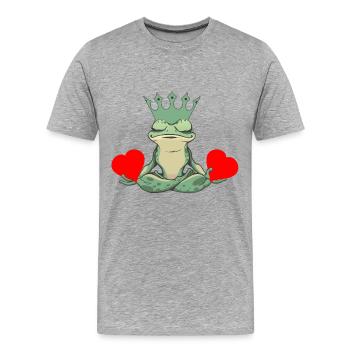 Valentine Frog Frogs Heart Toad King - Men's Premium Organic T-Shirt - heather grey - Front - Damien (186cm)