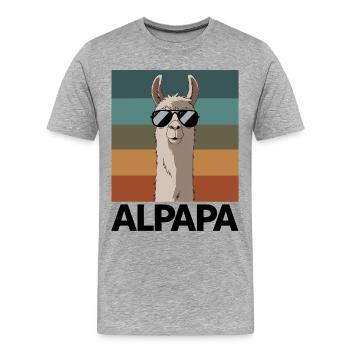 Papa Alpaga Papa Drôle Lama Cadeau de Fête des Pères - T-shirt bio Premium Homme - gris chiné - Devant - Damien (186cm)