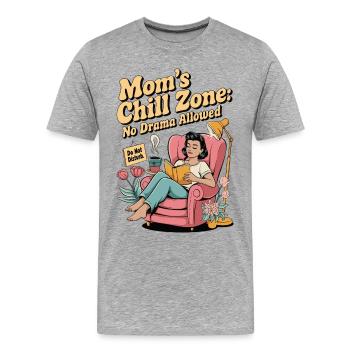 Mamas Chill Zone Hemd | Kein Drama erlaubt - Männer Premium Bio T-Shirt - Grau meliert - Vorne - Damien (186cm)