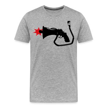 Phoneshot - Männer Premium Bio T-Shirt - Grau meliert - Vorne - Damien (186cm)