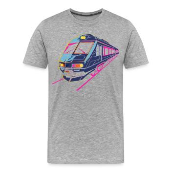 Train Rétro - T-shirt bio Premium Homme - gris chiné - Devant - Damien (186cm)