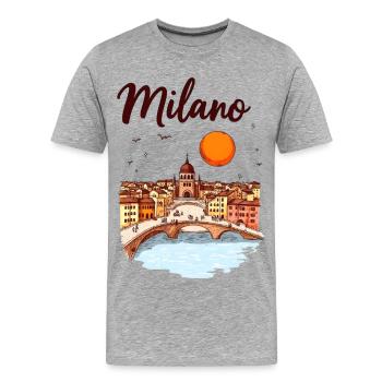 Milan Skyline – la métropole italienne de la mode et du design - T-shirt bio Premium Homme - gris chiné - Devant - Damien (186cm)