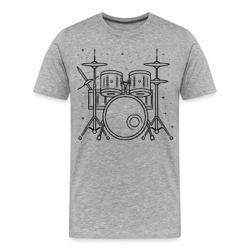 Drum Set Drawing - Men's Premium Organic T-Shirt - heather grey - Front - Damien (186cm)