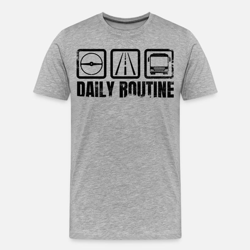 Busfahrer Routine - Männer Premium Bio T-Shirt - Grau meliert