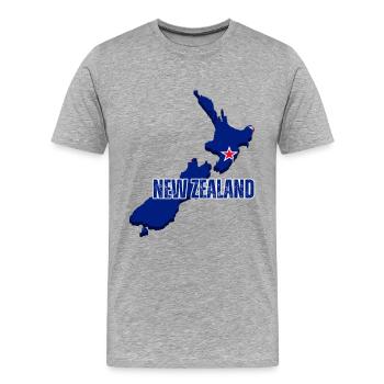 Drapeau de la Nouvelle-Zélande, carte de la Nouvelle-Zélande - T-shirt bio Premium Homme - gris chiné - Devant - Damien (186cm)