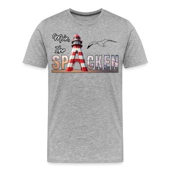 Moin Ihr Spacken Black - Männer Premium Bio T-Shirt - Grau meliert - Vorne - Damien (186cm)