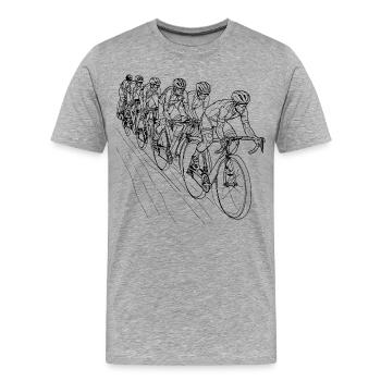 Radfahrer Strichzeichnung - Männer Premium Bio T-Shirt - Grau meliert - Vorne - Damien (186cm)