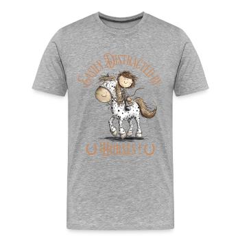 Drolliges Pferd mit Reiter Und Pferde Spruch - Männer Premium Bio T-Shirt - Grau meliert - Vorne - Damien (186cm)