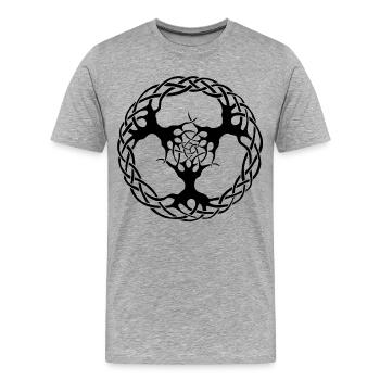Les liens à la nature (noir) - T-shirt bio Premium Homme - gris chiné - Devant - Damien (186cm)