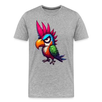 perroquet punk - T-shirt bio Premium Homme - gris chiné - Devant - Damien (186cm)
