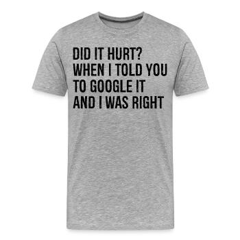 did It hurt when I told you to google It and I was - Männer Premium Bio T-Shirt - Grau meliert - Vorne - Damien (186cm)