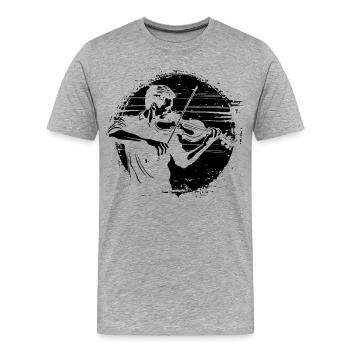Violinist Zeichnung - Männer Premium Bio T-Shirt - Grau meliert - Vorne - Damien (186cm)