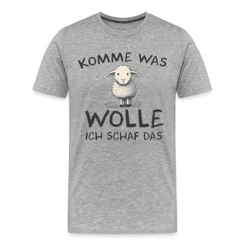 Komme was wolle ich Schaf das Schaf Wolle - Männer Premium Bio T-Shirt - Grau meliert - Vorne - Damien (186cm)