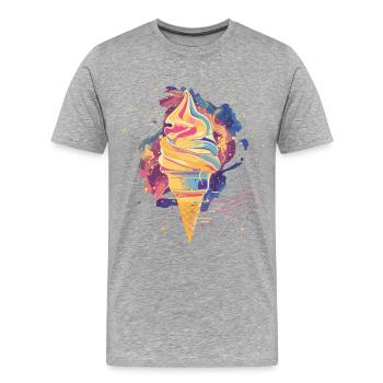 Crème glacée Vaporwave - T-shirt bio Premium Homme - gris chiné - Devant - Damien (186cm)