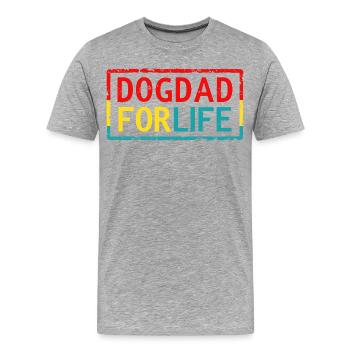 Chien papa pour la vie - T-shirt bio Premium Homme - gris chiné - Devant - Damien (186cm)