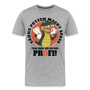 Crocodile Dental Hygiene - Men's Premium Organic T-Shirt - heather grey - Front - Damien (186cm)