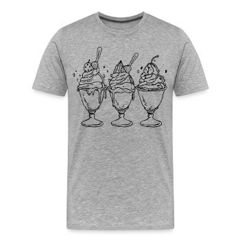 Crème glacée au look de dessin animé - T-shirt bio Premium Homme - gris chiné - Devant - Damien (186cm)