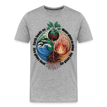 Four Elements Tree - Earth, Water, Fire, Air - Men's Premium Organic T-Shirt - heather grey - Front - Damien (186cm)