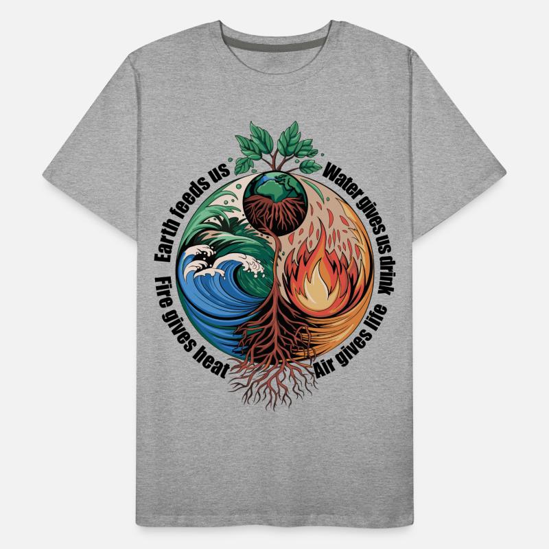 Vier-Elemente-Baum - Erde, Wasser, Feuer, Luft Männer Premium Bio T-Shirt