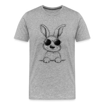 Hase Mit Brille I Cooler Osterhase - Männer Premium Bio T-Shirt - Grau meliert - Vorne - Damien (186cm)