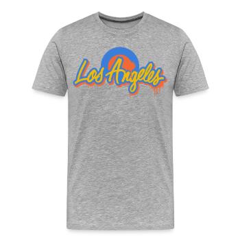 Los Angeles Graffiti – Ambiance urbaine streetstyle - T-shirt bio Premium Homme - gris chiné - Devant - Damien (186cm)