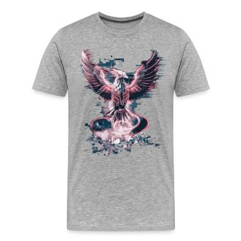 Cyber Phoenix – Digital Rebirth & Tech Ascension - Men's Premium Organic T-Shirt - heather grey - Front - Damien (186cm)