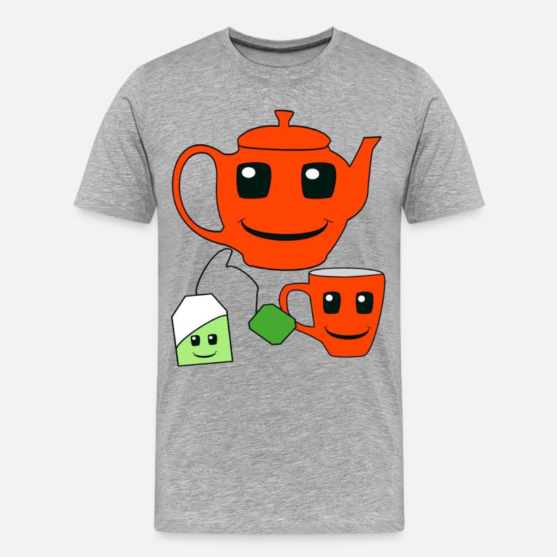 Teekanne Tee Tasse Teebeutel - Männer Premium Bio T-Shirt - Grau meliert