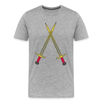 Schwert Ritter Mittelalter Krieger Schwerter - Männer Premium Bio T-Shirt - Grau meliert - Vorne - Damien (186cm)
