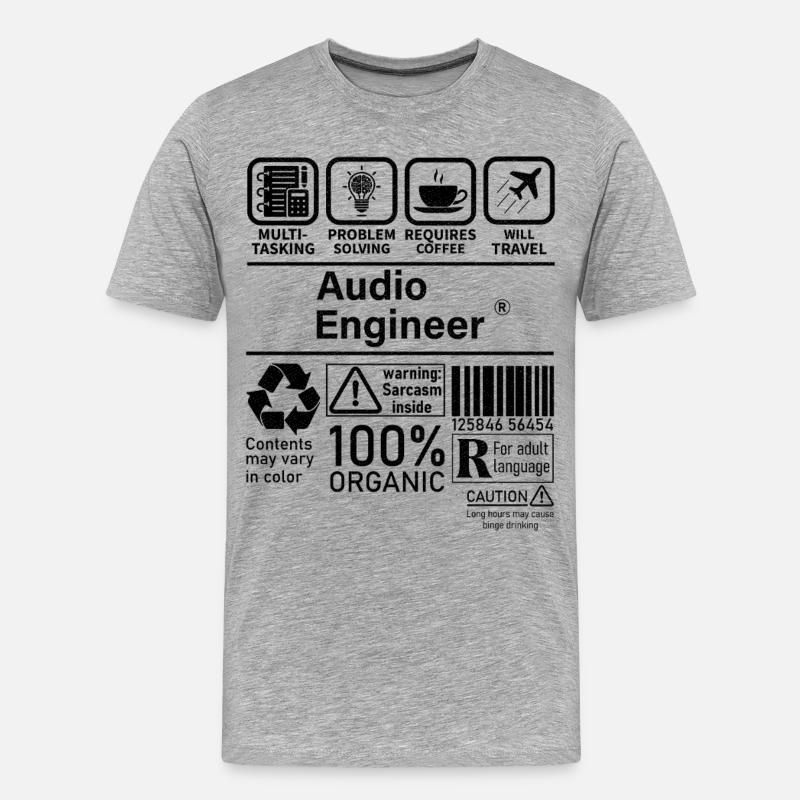 Audio Engineer multi tasking problem solving - Männer Premium Bio T-Shirt - Grau meliert