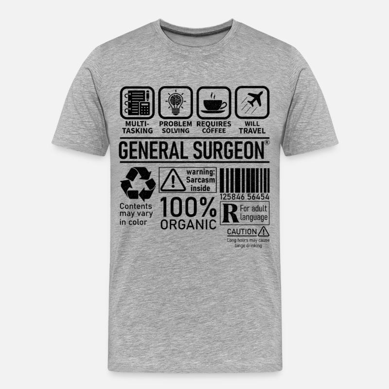 General Surgeon multi tasking problem solving - Männer Premium Bio T-Shirt - Grau meliert