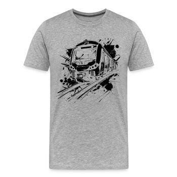 Eisenbahn Farbklecks - Männer Premium Bio T-Shirt - Grau meliert - Vorne - Damien (186cm)