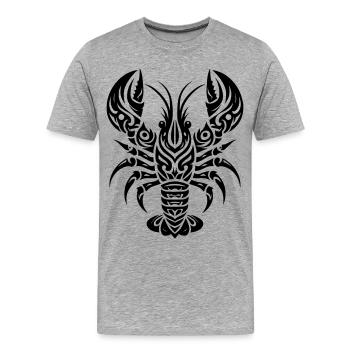 Homard Tribal - T-shirt bio Premium Homme - gris chiné - Devant - Damien (186cm)