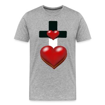 Kreuz Kreuze Herz Herzen - Männer Premium Bio T-Shirt - Grau meliert - Vorne - Damien (186cm)