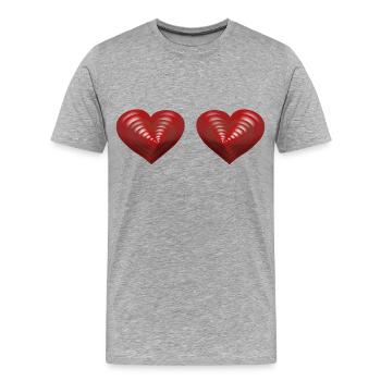 Herz Herzen Valentin Valentinstag Partnerschaft - Männer Premium Bio T-Shirt - Grau meliert - Vorne - Damien (186cm)