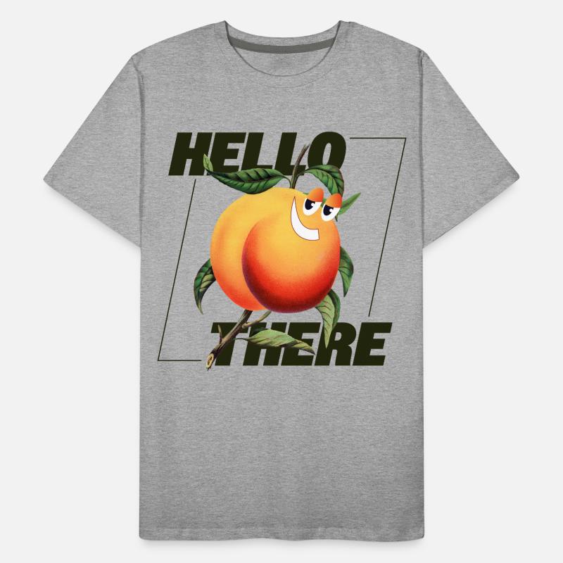 Peach Retro – Hello There Statement Men's Premium Organic T-Shirt