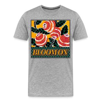 Bloom On - Déclaration florale rétro - T-shirt bio Premium Homme - gris chiné - Devant - Damien (186cm)