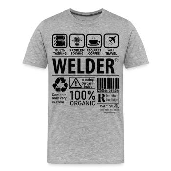 La résolution de problèmes multitâches du soudeur nécessite - T-shirt bio Premium Homme - gris chiné - Devant - Damien (186cm)