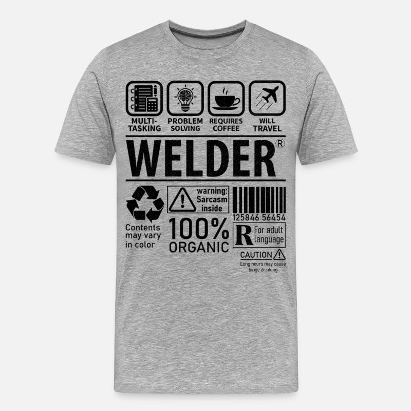 Welder multi tasking problem solving requires - Männer Premium Bio T-Shirt - Grau meliert