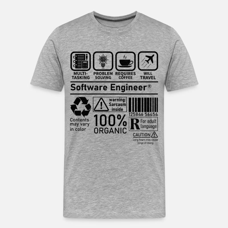 software engineer multi tasking problem solving - Männer Premium Bio T-Shirt - Grau meliert