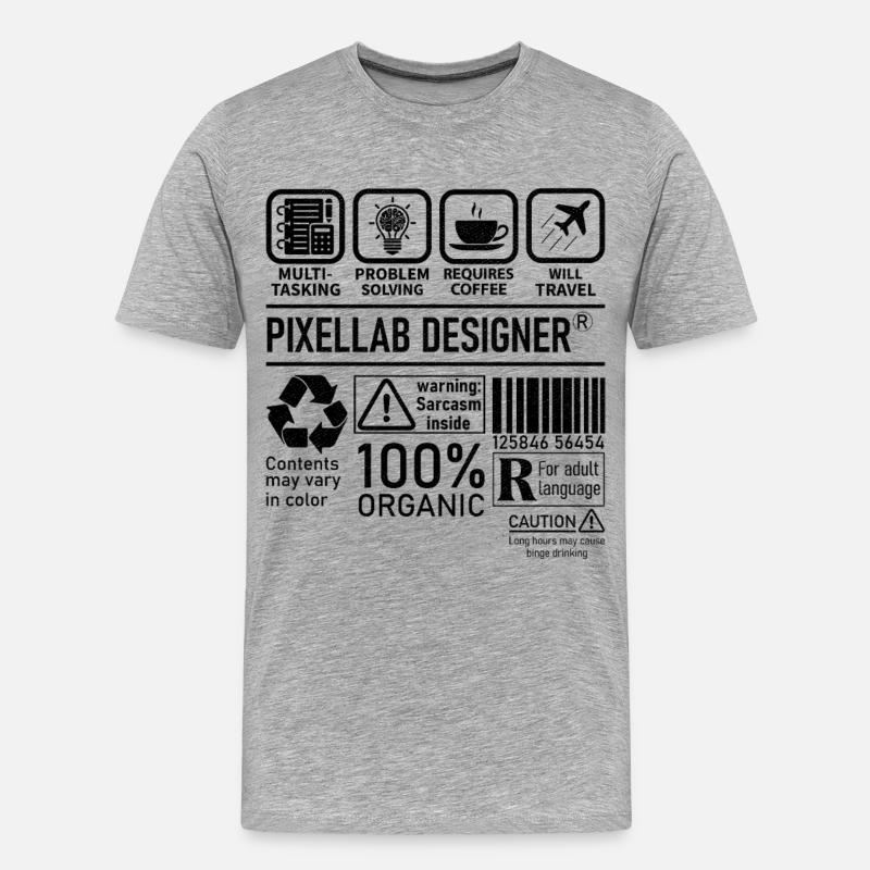 Pixellab Designer multi tasking problem solving - Männer Premium Bio T-Shirt - Grau meliert