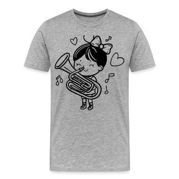 Cartoon Tuba Girl - Men's Premium Organic T-Shirt - heather grey - Front - Damien (186cm)