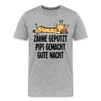 dents brossées motif de bonne nuit humoristique girafe - T-shirt bio Premium Homme - gris chiné - Devant - Damien (186cm)