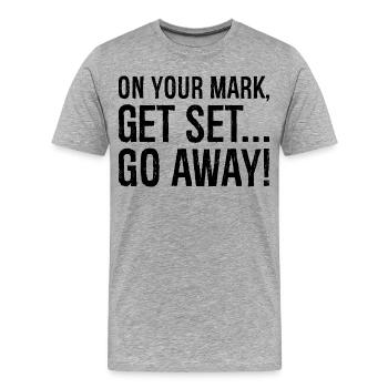 À vos marques, prêts, partez - T-shirt bio Premium Homme - gris chiné - Devant - Damien (186cm)