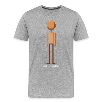 High Resolution Ironic Pixel Art Fun Design - Men's Premium Organic T-Shirt - heather grey - Front - Damien (186cm)