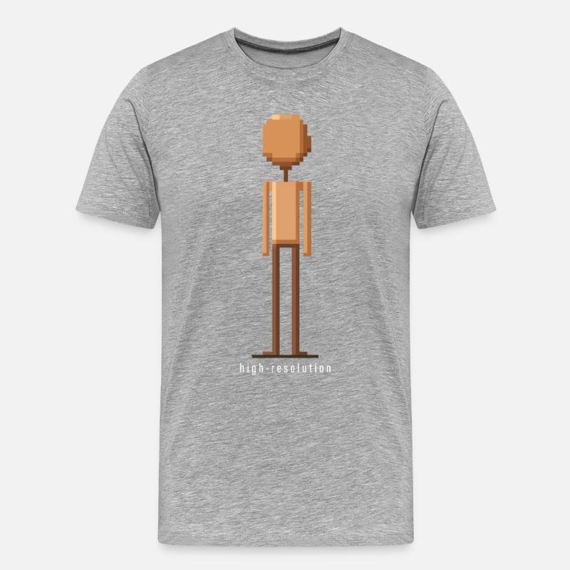 High Resolution Ironisches Pixelart Fun Design - Männer Premium Bio T-Shirt - Grau meliert